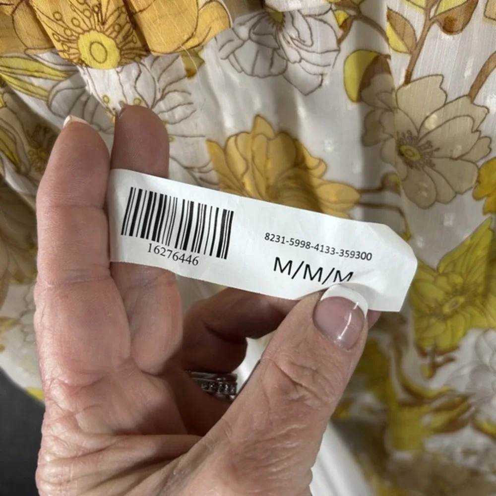 Charlotte Russe Maxi Women's Sundress Size M Yellow Floral Tiered Babydoll Lined - Picture 11 of 12